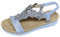 Pogolino Damen Sandalen Glitzer Zehentrenner Riemchen Blumen Nieten Sommer Sandaletten A2 – Silber – 39