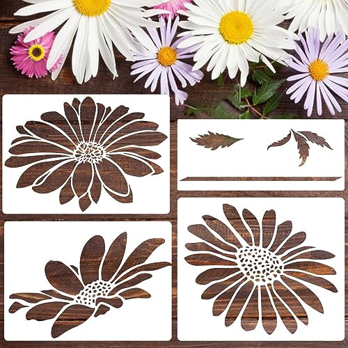 Große Blumenschablonen zum Malen von Gänseblümchen, Schablonen für Wände, 35,6 cm, Blumenschablonen für Garten, Zaun, Holz, Möbelstoffe