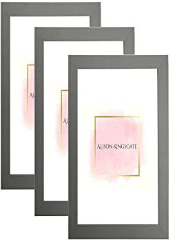 Alison Kingsgate Pack of 3 Panoramic 98x33cm Grey Frame With Safe Perspex Front - Set of 3 98 x 33 CM (38.5'' x 12.9'') Large Poster Frames - Display Portrait & Landscape - Handmade Frames
