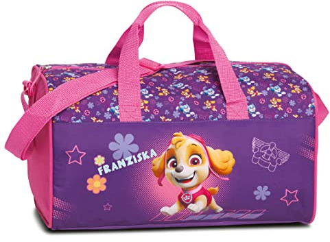 Kleine Sporttasche Paw Patrol Kinder mit Namen | Personalisierte Reisetasche Sportbeutel Jungen Mädchen | Schwimmtasche Kindersporttasche Hunde Skye