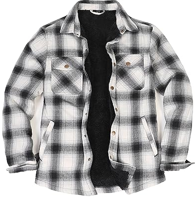 ZENTHACE Herren Sherpa Fleece gefüttert Flanell Jacke Jacke Outdoor Jagd Arbeit Plaid Flanell Shirt Jacken Herbst Outwear MS M