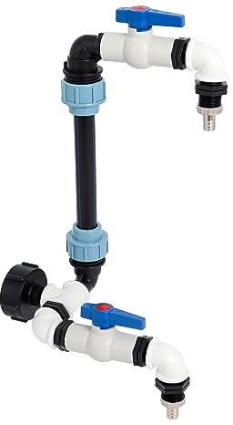 Adapter mit Schwanenhals 3/4 Zoll, IBC Wasserhahn aus PP mit Schwanenhals für IBC-Behälter, Abgasventil für Regentank. Poweka
