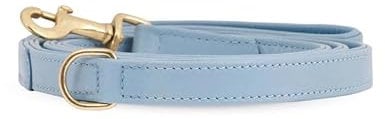 William Walker Leder Hundeleine hellblau – 3-Fach verstellbar (XXS/XS) | 230 cm Länge | 1,5 cm Breite | Für kleine Hunde | Rindsleder & Messing | Handgemacht & leicht