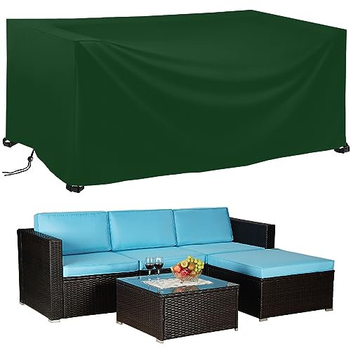 Garden Furniture Covers,Outdoor Garden Furniture Covers Waterproof,Rectangular Patio Table Cover,420D Heavy Duty Oxford Fabric,Windproof & Anti-UV for Chair Table Set Rattan Sofa(140x100x90cm,Green)