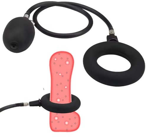 NURCIX Aufblasbar Penisring mit Pumpe, Silikon Cockring Sex Spielzeug für Männer, Langwährende Erektion, Schwarz, 50 cm