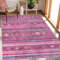 NETLINE HOME Maschinenwaschbarer Teppich für Küche, Schlafzimmer, Esszimmer und Wohnzimmer, haustierfreundlicher Teppich, orientalisches Design, niedriger Flor, rutschfest (Rosa, 120 x 180 cm)