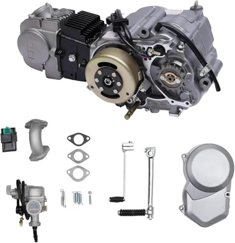 125ccm 4-Takt Engine Motor, Dirt Bike Engine Motor Full Kit mit handbetätigter Kupplung, Einzylinder, luftgekühlt für Atvs, Pocket Bikes, Mini Dirt Bikes