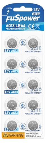 Fuspower LR44 Watch Battery 1.5V: 357 Alkaline Coin 10 Pack - AG13 Batteries for LED Light Laser Pointer Calculator Remote Replacement - Father's Day Summer Road Trip Remotes
