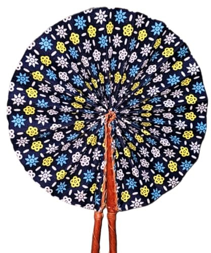 Raynaason African Kente Print Folding Handheld Hand Fan Hand-Crafted