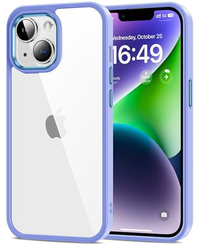 HOOMIL Cover per iPhone 14 Plus, Custodia Anti-Ingiallimento, Antiurto e Anti-Graffi, Retro Rigida Trasparente - Lilla