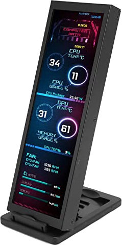 Lazmin112 7.9in Computer Temp Monitor, IPS 1280x400 60Hz PC Sensor Panel Display, USB Mini Screen PC CPU GPU RAM Data Monitor, PC Case Secondary Screen, for RasPi Linux Win
