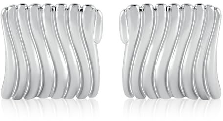 Silber 925 Ohrringe Große Ohrstecker Damen, Große Klobige Ohrstecker Geometrische Ohrringe Hypoallergen Quadrat Ohrstecker Gestreifte Ohrstecker Statement Dicke Ohrstecker Ohrringe Schmuck Geschenk
