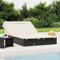 LAPOOH Transat 2 personnes auvent pliable en rotin PE noir 213 x 118 x 97 cm, chaises longues de jardin extérieur, chaise longue de piscine, Sun Lounger, chaises longues de jardin, lit de jardin