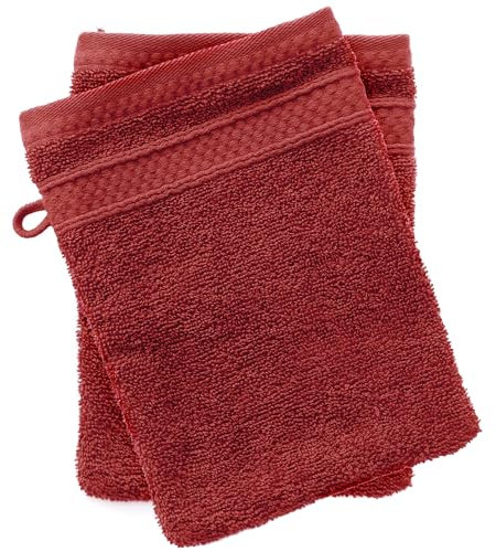 Lot de 2 Gants de Toilette Coton 550 g/m2 NAÏA Rouge Carmin