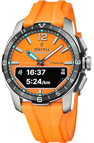 Festina Smartwatch ibrido Connected D (44mm) quadrante digitale integrato arancione/cinturino in caucciù arancione F23000/7