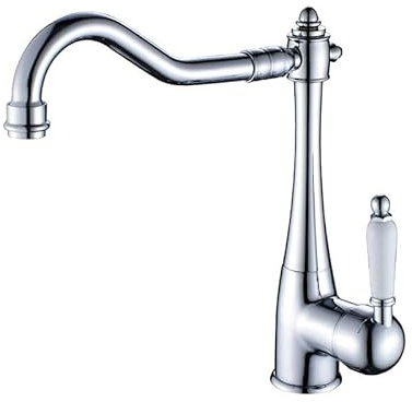 ZYCDP Robinet de Cuisine Vintage, Mitigeur Cuisine Rotatif 360 Monocommande Robinet Evier eau Chaude et Froide Chrome