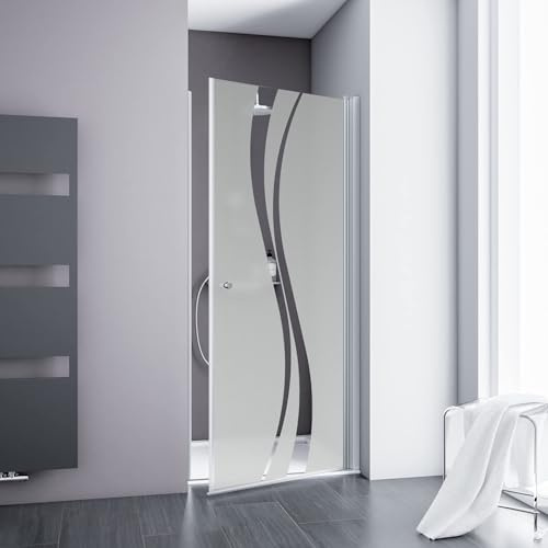 Schulte porte douche pivotante niche 90 x 192 chromé autolevant réversible | verre trempé anti-calcaire réglage 87.8-90.4 largeur d'accès 79.5 cm