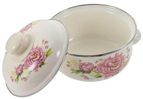 COLLBATH Pentola per Smalto Manici Pentola Multifunzionale per Stufato Adatta per Gas Ed Induzione Design Random