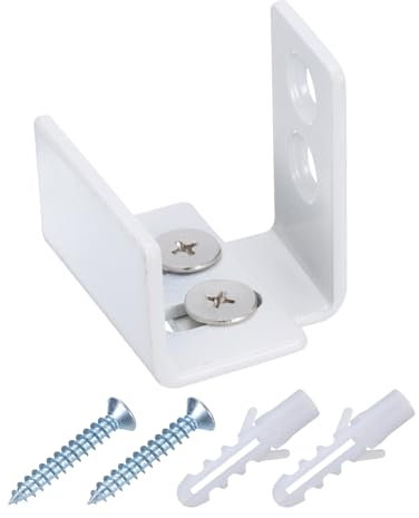 QUARKZMAN Granero Puerta Inferior Suelo Guía, Ajustable U Soporte Al Ras Diseño Inferior Plano Columpio Tapón Carbón Acero Corredizo Granero Puerta Herrajes Kit para Puerta, Blanco