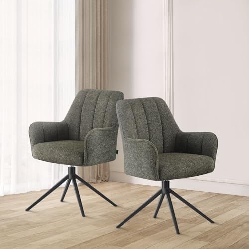 DUBI Möbel Esszimmerstuhl Thomas, Esszimmerstühle drehbar Armlehnstuhl Küchenstuhl Polsterstuhl Schreibtischstuhl Schminkstuhl für Esszimmer Küche Wohnzimmer Büro, Grün, 2 Stück, 21104-SA355-B05