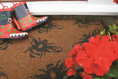 Lord of Rugs Printed Coir Door Mat for Home Entrance Indoor and Outdoor, Patio, Balcony Non-Slip Durable Natural Coconut Fiber Doormat in 45x75 cm Buzzy Bees