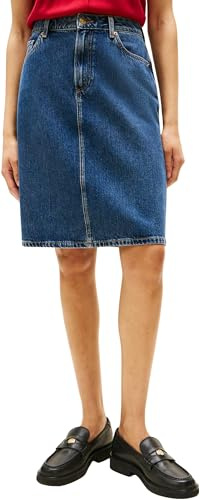 Tommy Hilfiger Damen DNM Dee Straight Knee Rw Skirt Ww0ww45666 Gerader Rock (1er Pack)