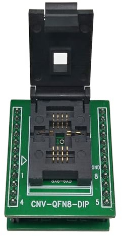 Ieron QFN8 DFN8 WSON8 Programming Socket Pin Pitch 1.27mm IC Body Size 6X8mm Clamshell Test Socket ZIF Adapter Kelvin Socket for PCB Testing and Programming