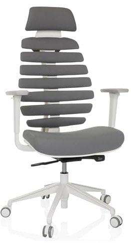 hjh OFFICE Profi Bürostuhl Ergo LINE W Drehstuhl mit ergonomisch geformter Rückenlehne inkl. Lordosenstütze, Dunkelgrau