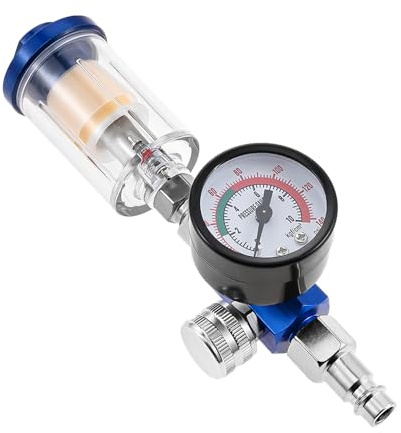 1/4” Pneumatic Spray Gun Regulator, Air Pressure Gauge with Water Oil Trap | Quick Coupling Combination Tool Kit for Spray Paint Gun, Air Tool