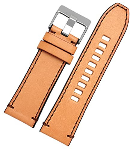 INFRI Echtes Leder -Uhrband für Diesel Uhrengürtel DZ4476/4482 DZ7408 7406 4318 Riemen 22 24 26 28 mm großer Männer Handgelenk Uhr Band(13 Brown silver,24mm)