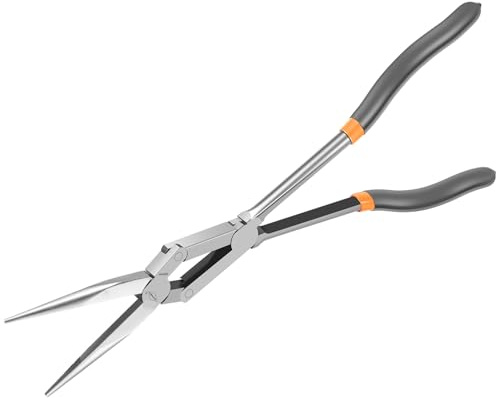 Zange mit langer Reichweite, 33 cm, gerade Zange mit langer Reichweite, Hartstahl, lange Spitzzange mit Komfortgriff, tragbare Doppelverbindungsgelenke, lange Zange für schmale und enge
