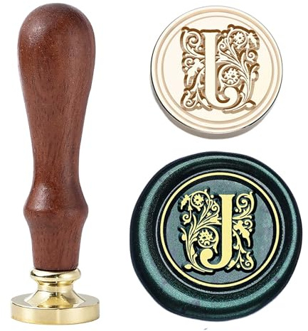 Wachssiegel-Stempel, Buchstabe J, Vintage-Stempel-Set, 25 mm, Messing-Siegel für Umschläge, Einladungen und Hochzeiten