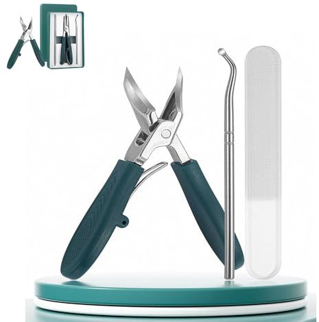 Nail Clippers-Eagle Beak Nail Clippers-Three Sets of Toenail Clippers for Thick-Nails Nail Clipper Set for Men & Women, Wide Jaw Opening Anti-Splash Slanted Nail Cutter for Thick Nails (Green)