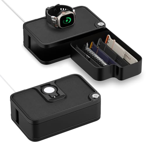 Spigen Apple Watch Stand Organizer S340 mit Ladefunktion, 90°-Rotationssystem & Aufbewahrungsfächern - Schwarz