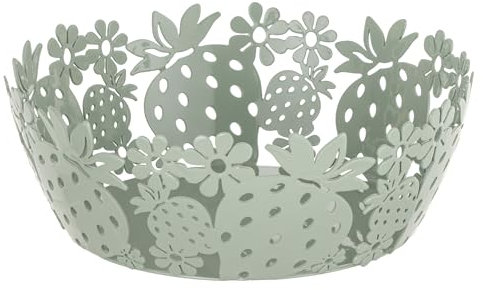 Baroni Home Portapane in Metallo Decorato, Design Moderno per Tavola e Cucina, Linea Fragola, 20x20x7,5 cm