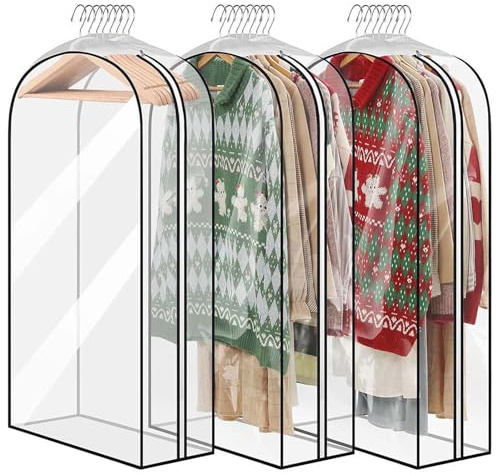 Housses de Vêtements Transparentes Etanche Mite Housses à Vêtements Penderie avec Goussets de 10 inch pour Vêtements pour Femmes, Hommes, Costumes, Robes, Manteaux, Vestes, Voyages (60x153 cm)