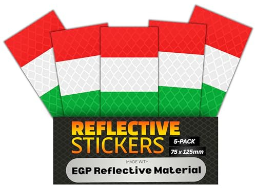 DIN EN 12899/ASTM D4956 Fabricado con EGP Reflector Flag Pegatina impermeable para niños motocicleta bicicleta pegatinas autoadhesivas para camiones remolque coche (bandera de Italia, 75 x 125 mm