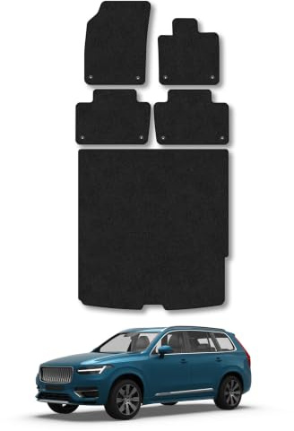 Volvo XC90 (2015+) Carpet Car Mats | Black Edge Trim Tailored Fit Floor Mats Full Coverage Protection Accessories Easy Clean Anti Slip Made in the UK