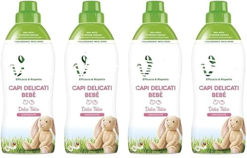 4 X VERT detersivo liquido Capi Delicati Bebè Dolce Talco – Detersivo igienico per capi delicati – 750 ml