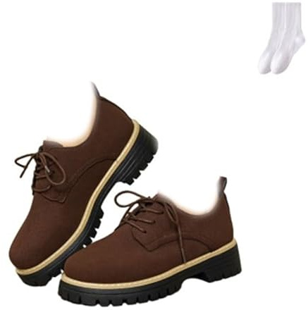 Mocasines gruesos casuales de punta redonda con cordones para mujer, ligeros y cómodos, con plataforma, antideslizantes, para negocios, oficina, trabajo