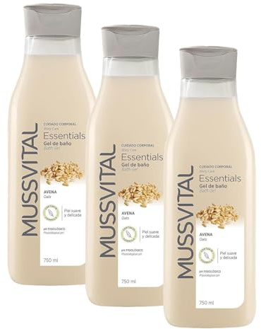 MUSSVITAL Essentials, Gel de Baño, Avena, 750 ml (Paquete de 3)