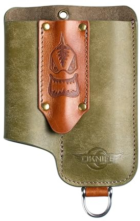 OKNIFE Osheath S1 3 in1 Leather Sheath for Flat Flashlight, Pocket Knife, Mini Pen, EDC Kit Belt Organizer for Belt with Horseshoe Buckle Keychain