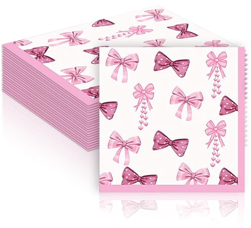 Taechalingo 40 Stück Serviette Süße Schleife,Papier Servietten Süße Schleife,Papier Servietten Geburtstag,Papier Servietten für Birthday Partys,Birthday,Partys,Hochzeiten,Kommunionen