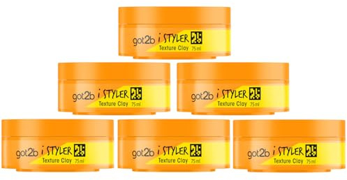 got2b iStyler Texture Clay (6x 75 ml), Haarcreme für matte Styles, formbares Clay mit starkem Halt für flexible und krasse Looks