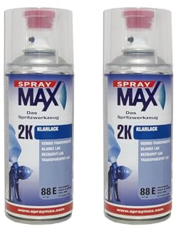 2 X SPRAYMAX 680061 2K GLOSS CLEARCOAT AEROSOL 400ML -FUEL PETROL RESISTANT