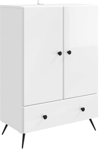 vidaXL Sideboard Hochglanz Weiß 66 x 34,5 x 95 cm Holzwerkstoff, Eleganter Wohnzimmerschrank, vielseitiger Buffetstauraum, modernes Sideboard für stilvolles Zuhause