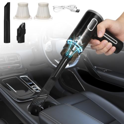 Artibetter Aspirateur de Voiture Portatif sans Fil Puissant Filtre de Précision 2000mah pour Nettoyage Intérieur Automobile et Rangement, Couleur Noir Plastique