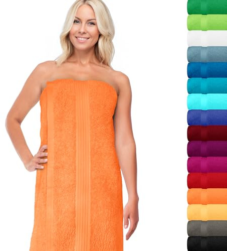 Lashuma Saunahandtuch 70x200 cm, Linz XXL Sauna Liegetuch Blutorange | 550 g/m² Frottee, 100% Baumwolle – flauschig, saugstark & angenehm weich. Saunatuch für Damen & Herren, Wellness & Bad