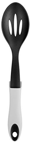 Chef Aid Black Nylon Slotted Spoon with Rest and Grip Handle, Ideal for use with Non-stick Kitchenware