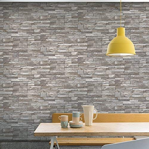 Grandeco Stone Pattern Wallpaper Faux Effect Realistic Embossed Brick (Choc A17204)